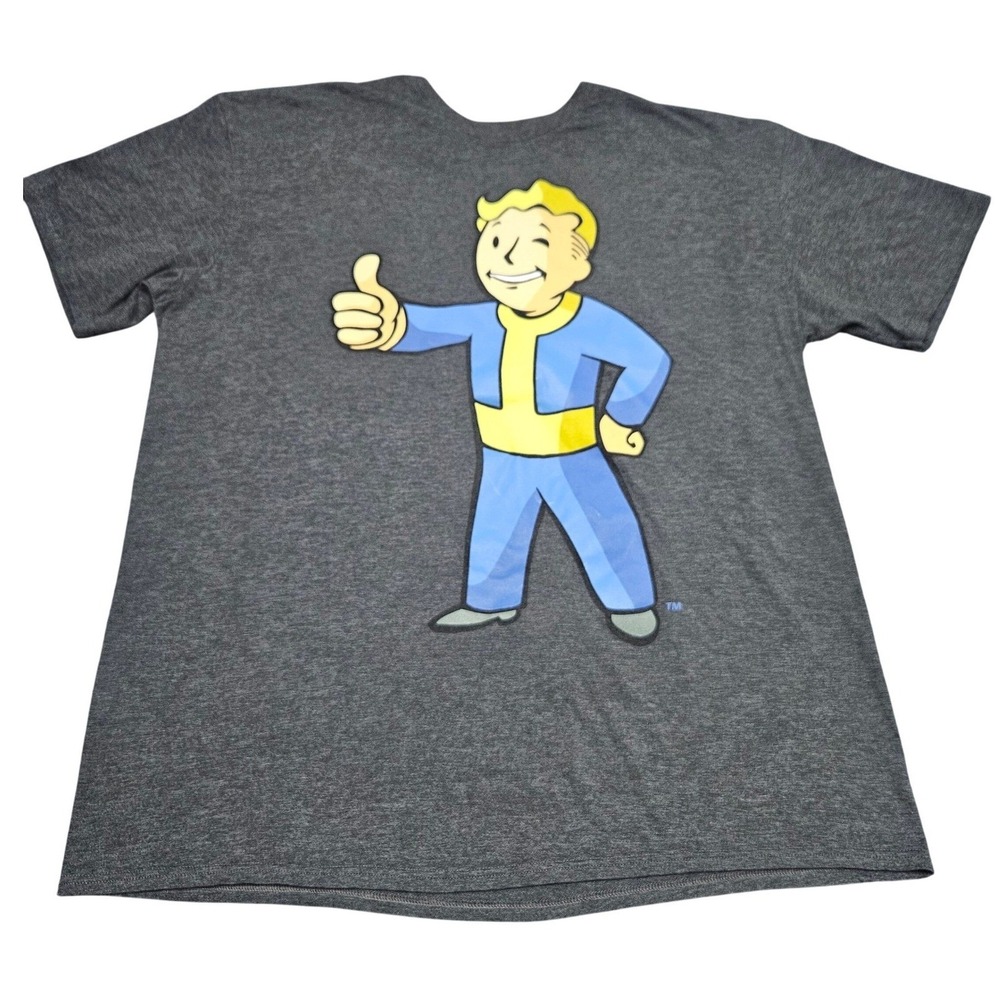 Fallout Vault Boy TShirt Mens 2XL Gray Thumbs Up Gamer Graphic Tee Bethesda Nerd